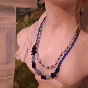 VTG 925 STERLING MULTI-STRAND CRYSTAL NECKLACE 20"